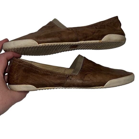 Frye Melanie Distressed Leather Loafers Light Brown Slip On Womens Sz 7.5 READ - Picture 5 of 11